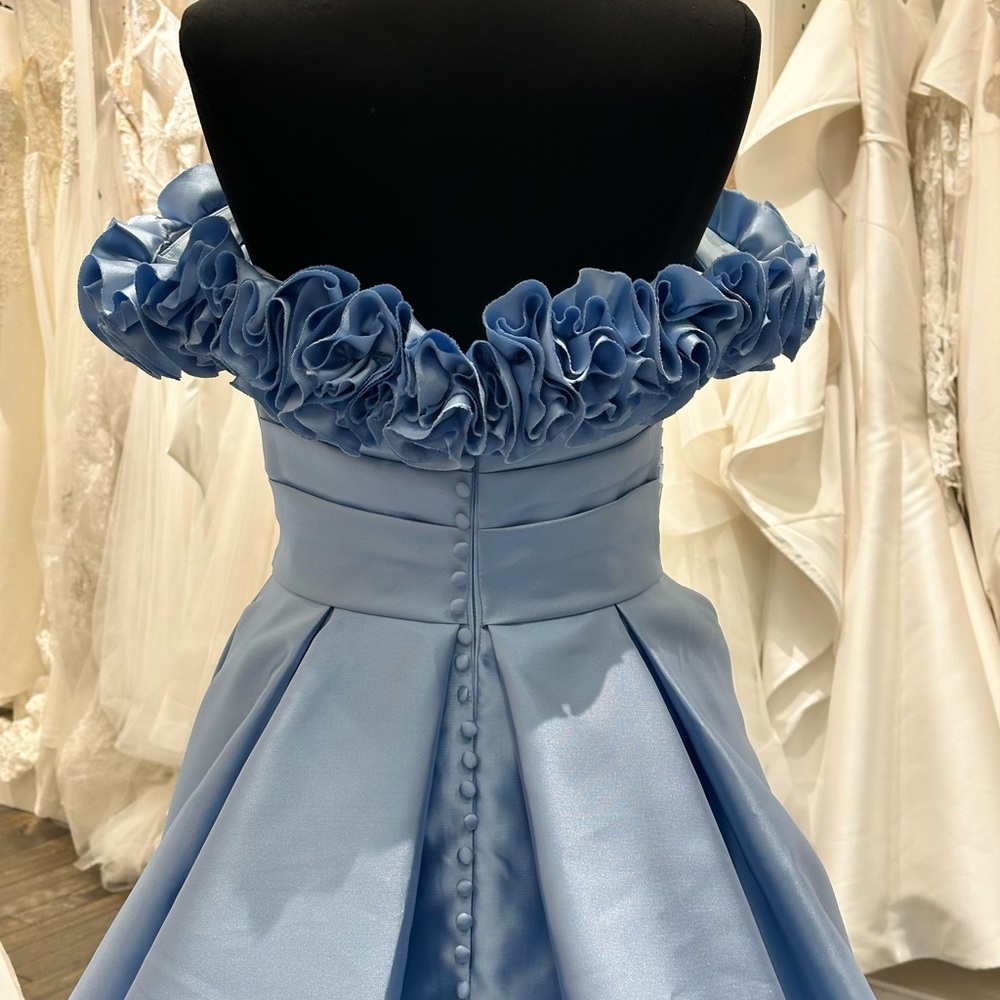 Moonlight Bridal Light Blue Off-Shoulder Wedding Dress - Picture 7 of 8